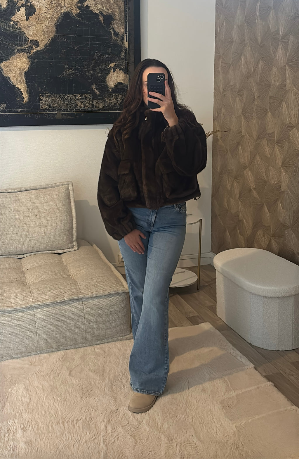 Manteau fourrure choco