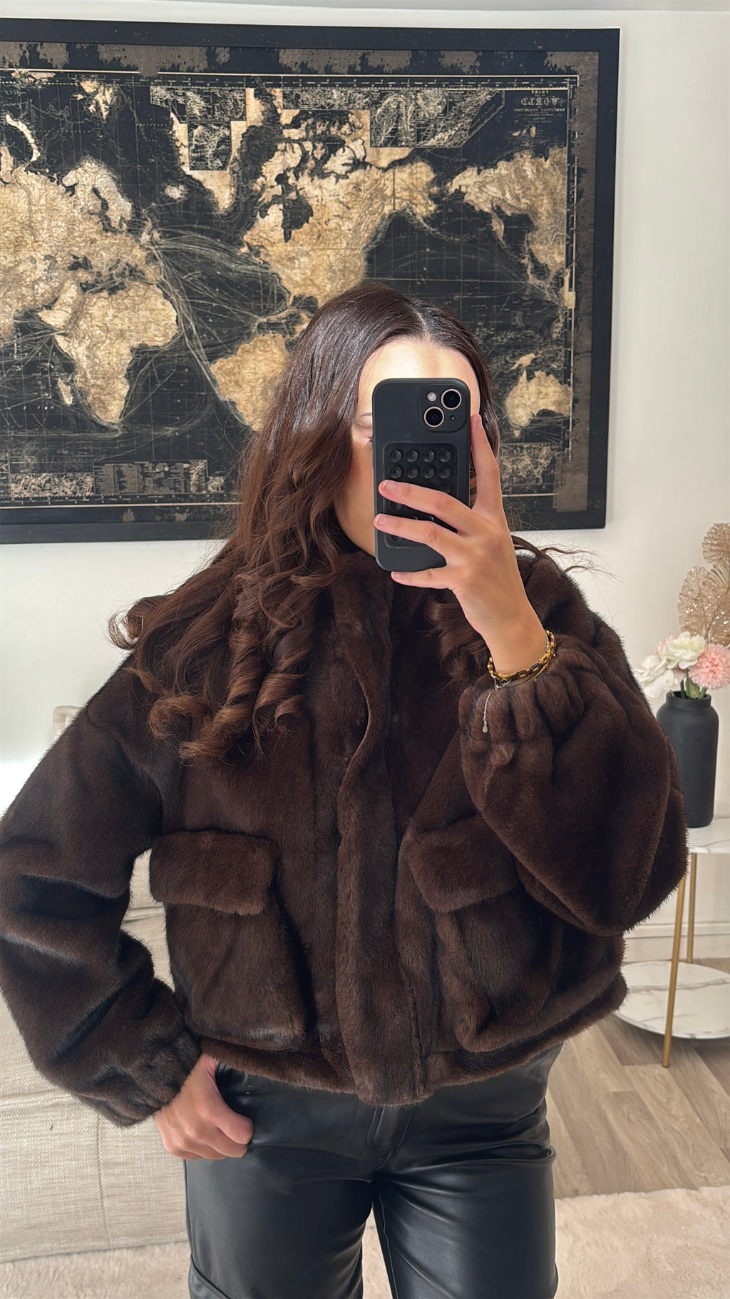 Manteau fourrure choco