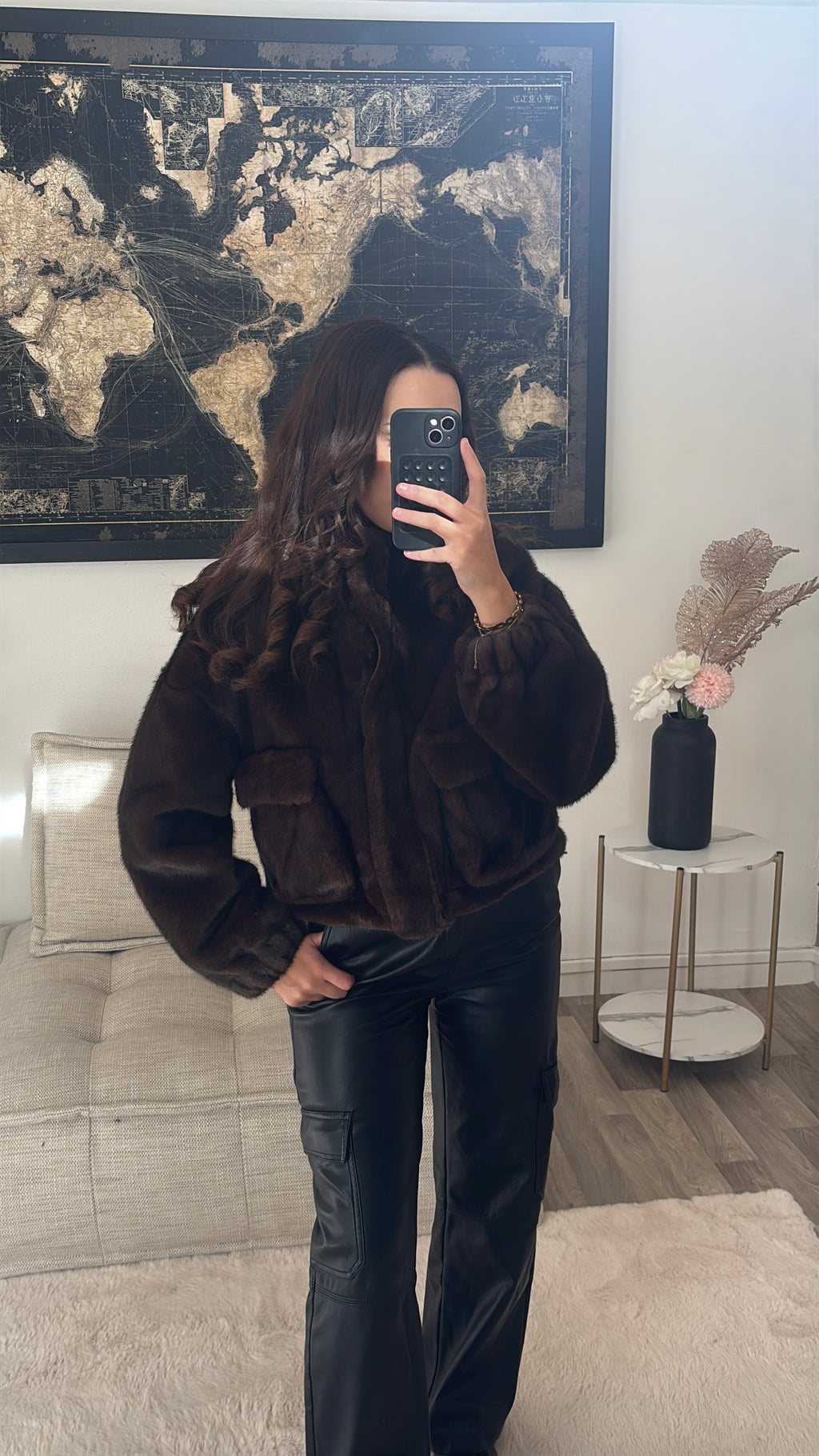 Manteau fourrure choco