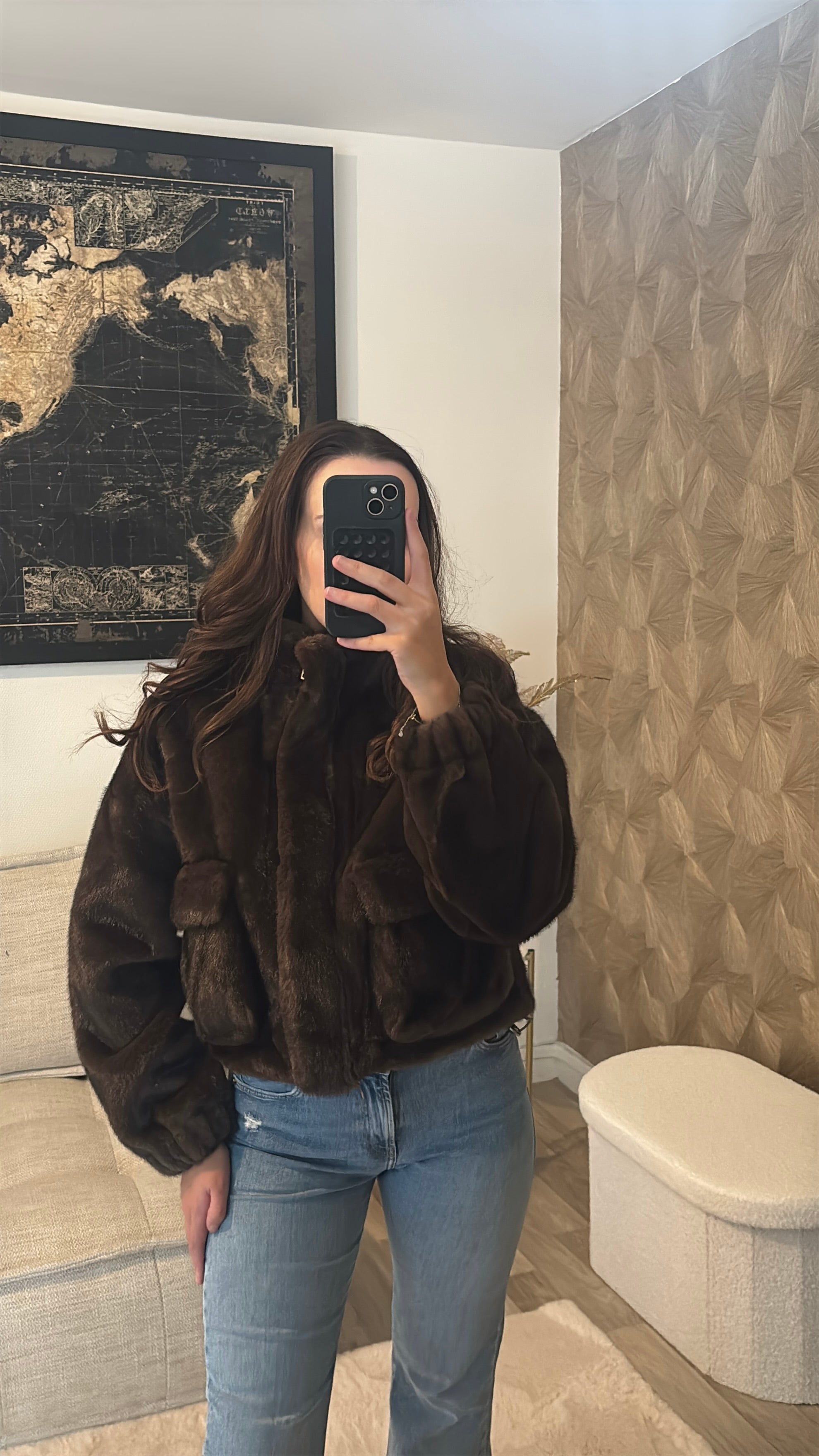 Manteau fourrure choco