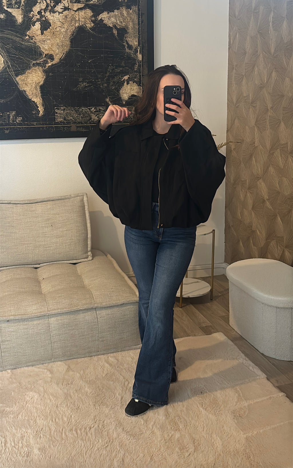 veste blouson aviateur effet daim