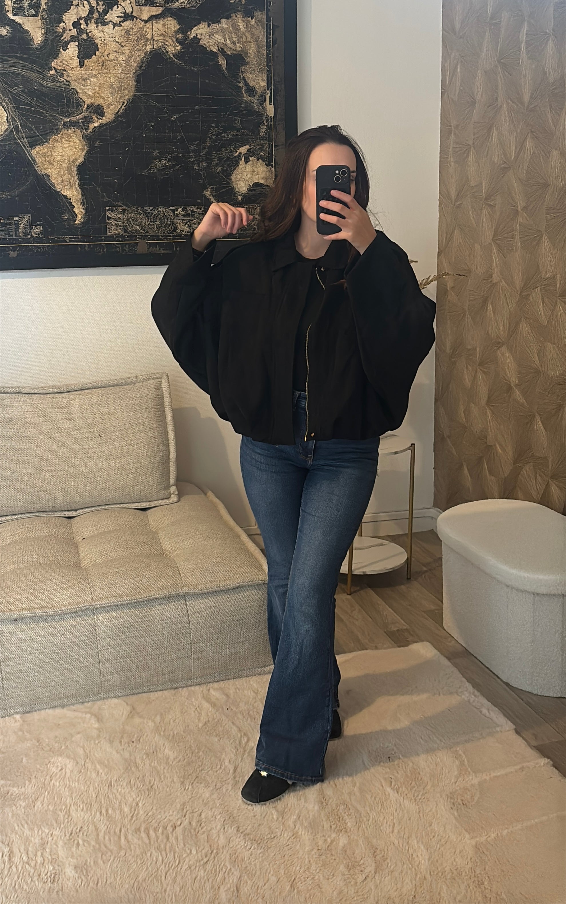 veste blouson aviateur effet daim