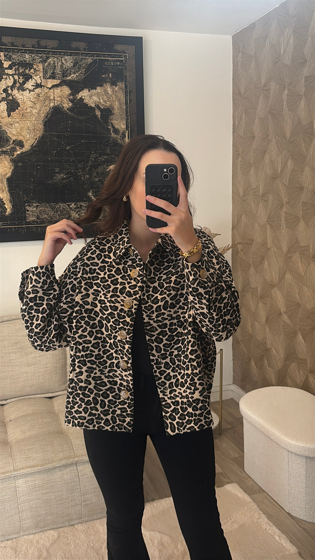 Veste jean motif léopard