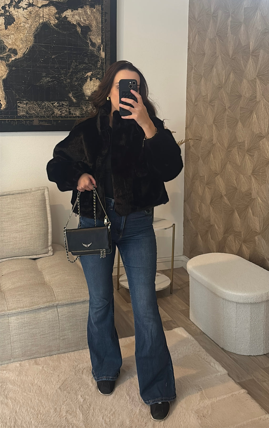 Manteau fourrure noir