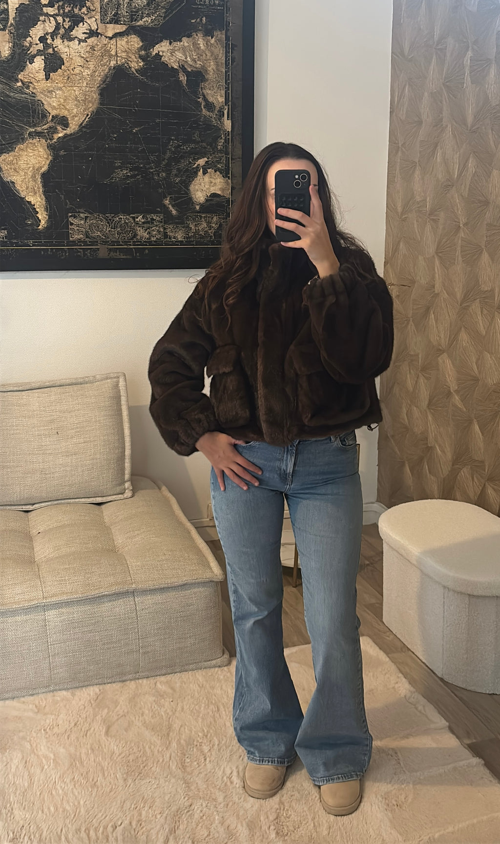 Manteau fourrure choco