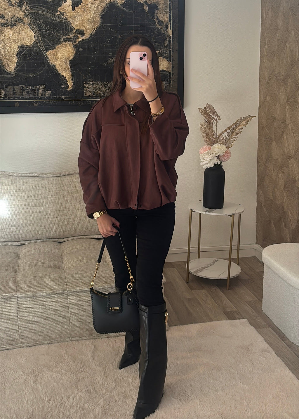 Veste blouson aviateur effet daim