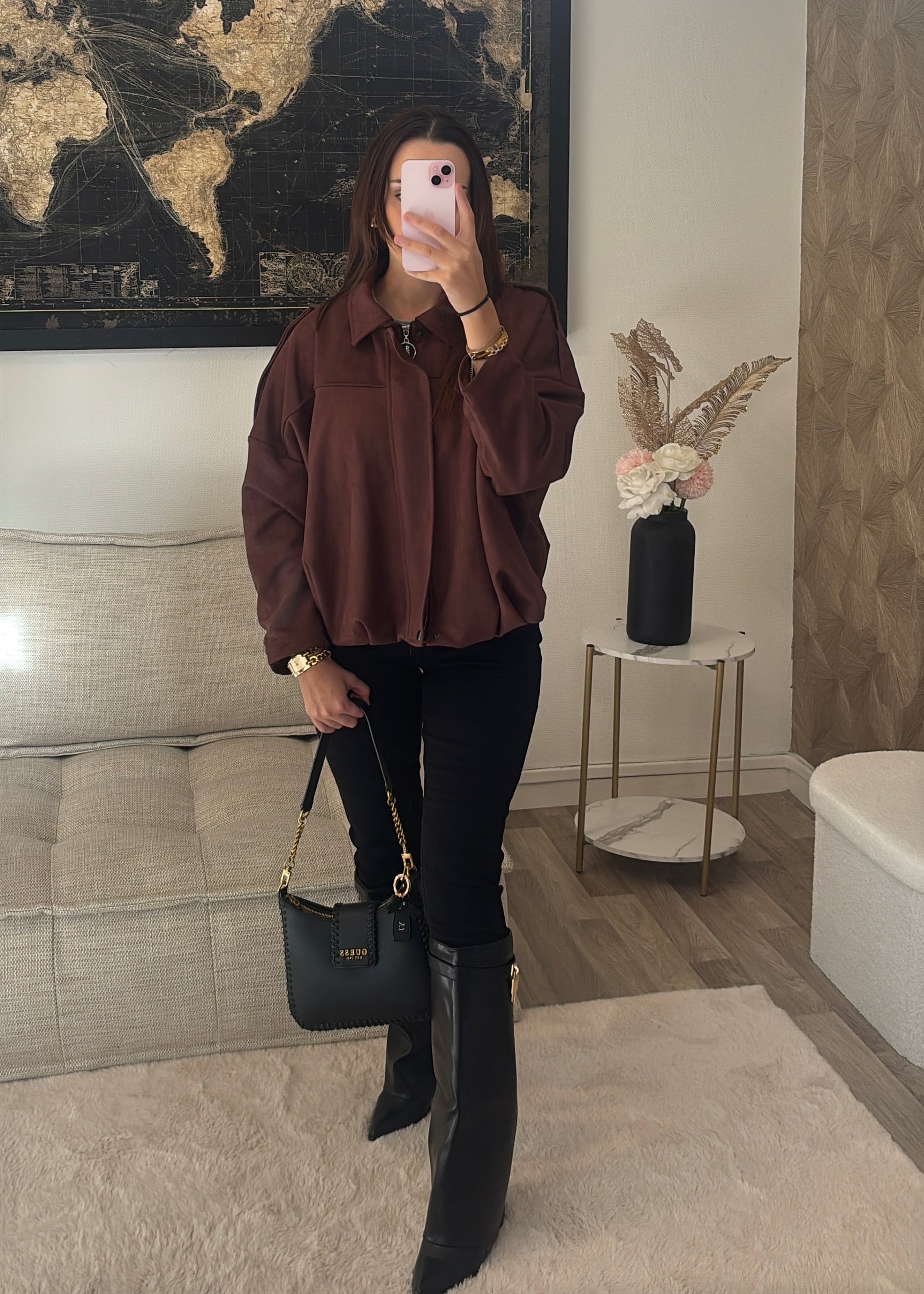 Veste blouson aviateur effet daim