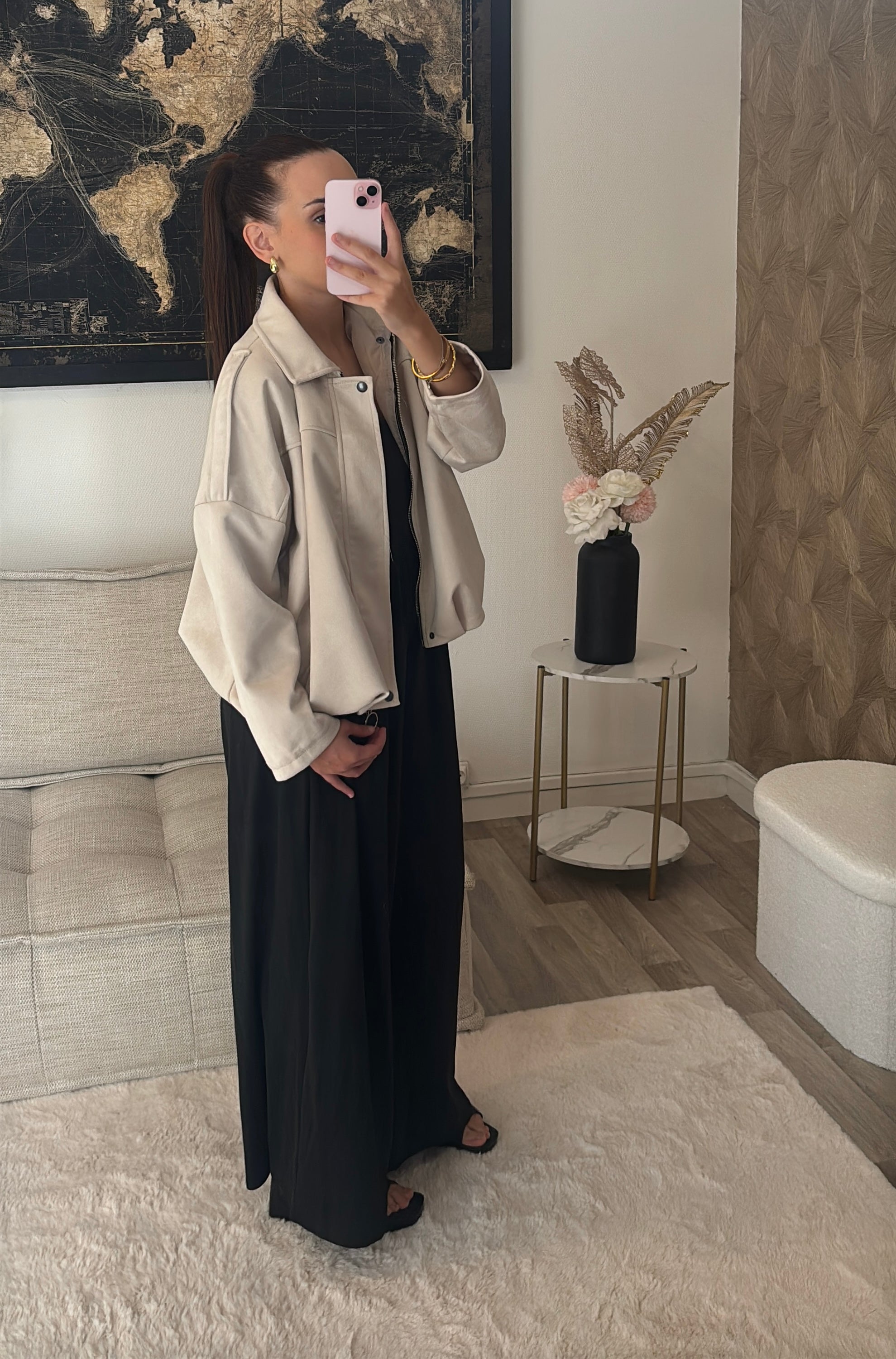 Veste blouson aviateur effet daim