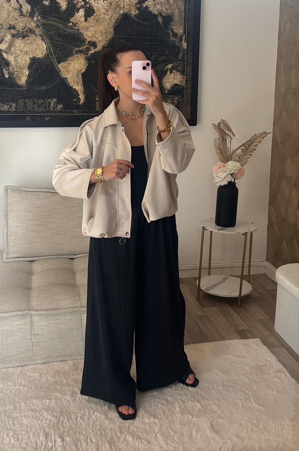 Veste blouson aviateur effet daim