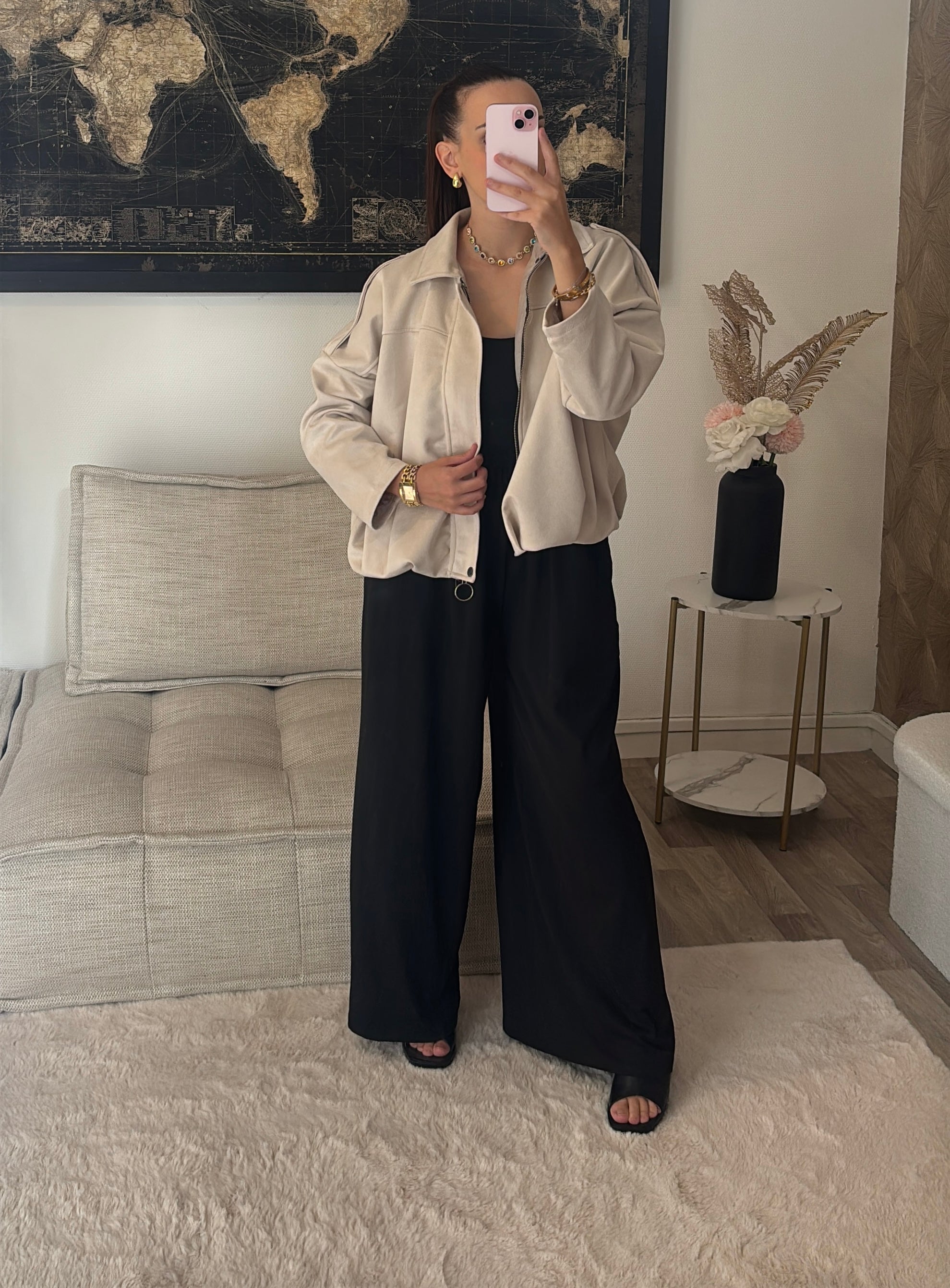 Veste blouson aviateur effet daim